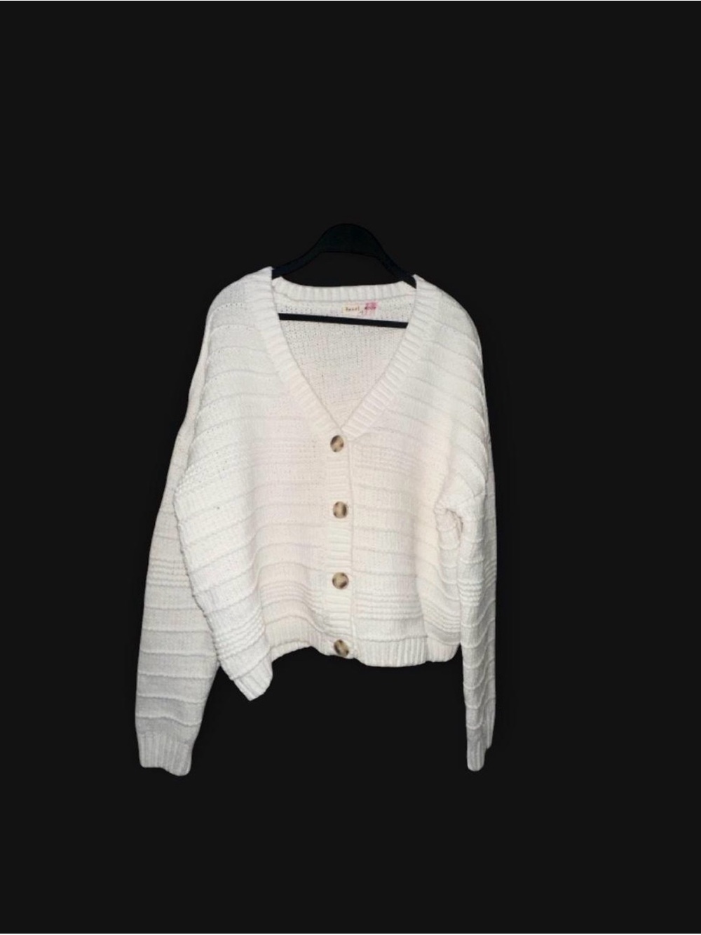 Oversized Cream V-Neck Button-Front Cardigan